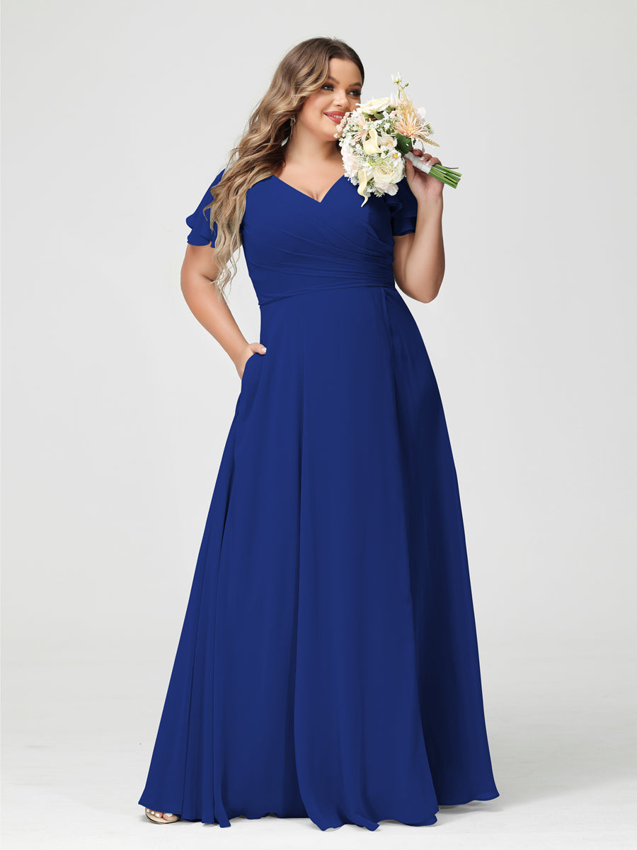 A-Line/Princess V-Neck Short Sleeves