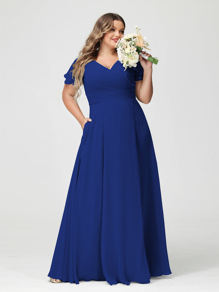 A-Line/Princess V-Neck Short Sleeves