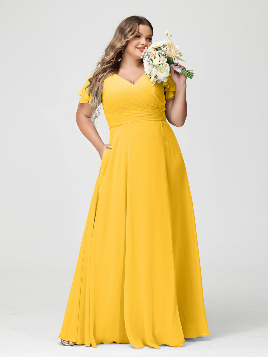 A-Line/Princess V-Neck Short Sleeves