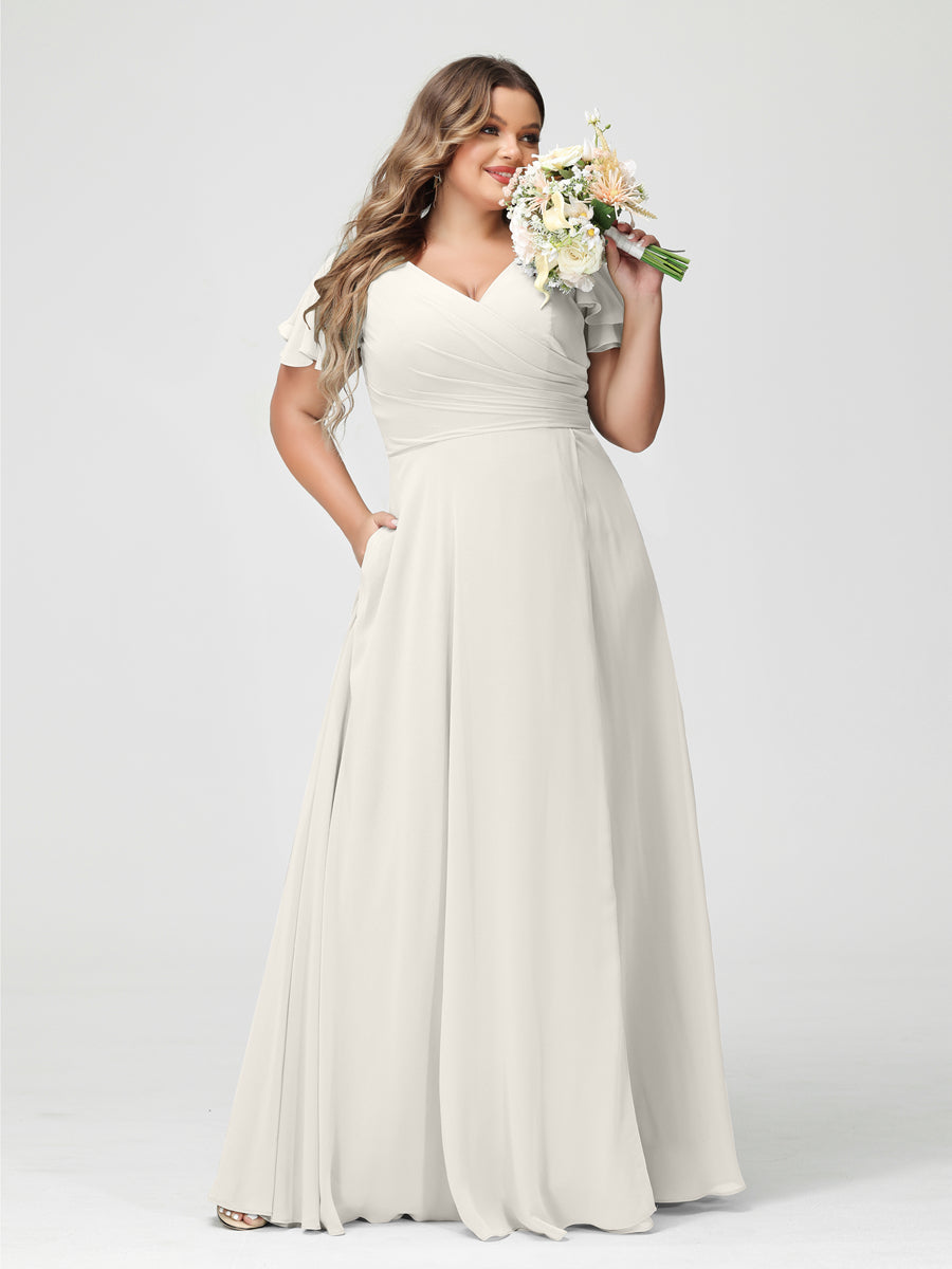 A-Line/Princess V-Neck Short Sleeves