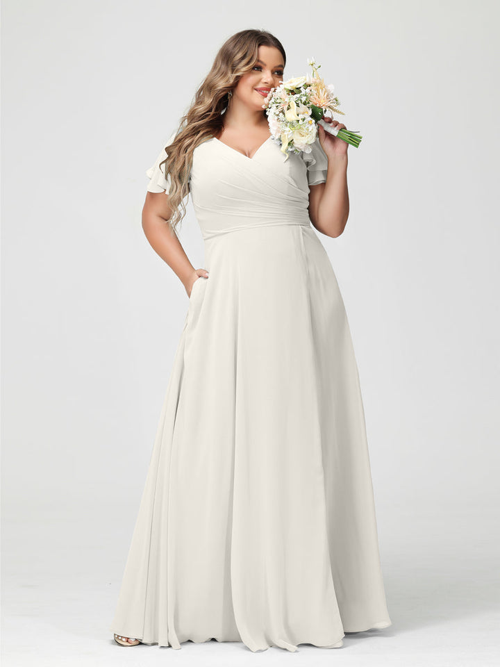 A-Line/Princess V-Neck Short Sleeves