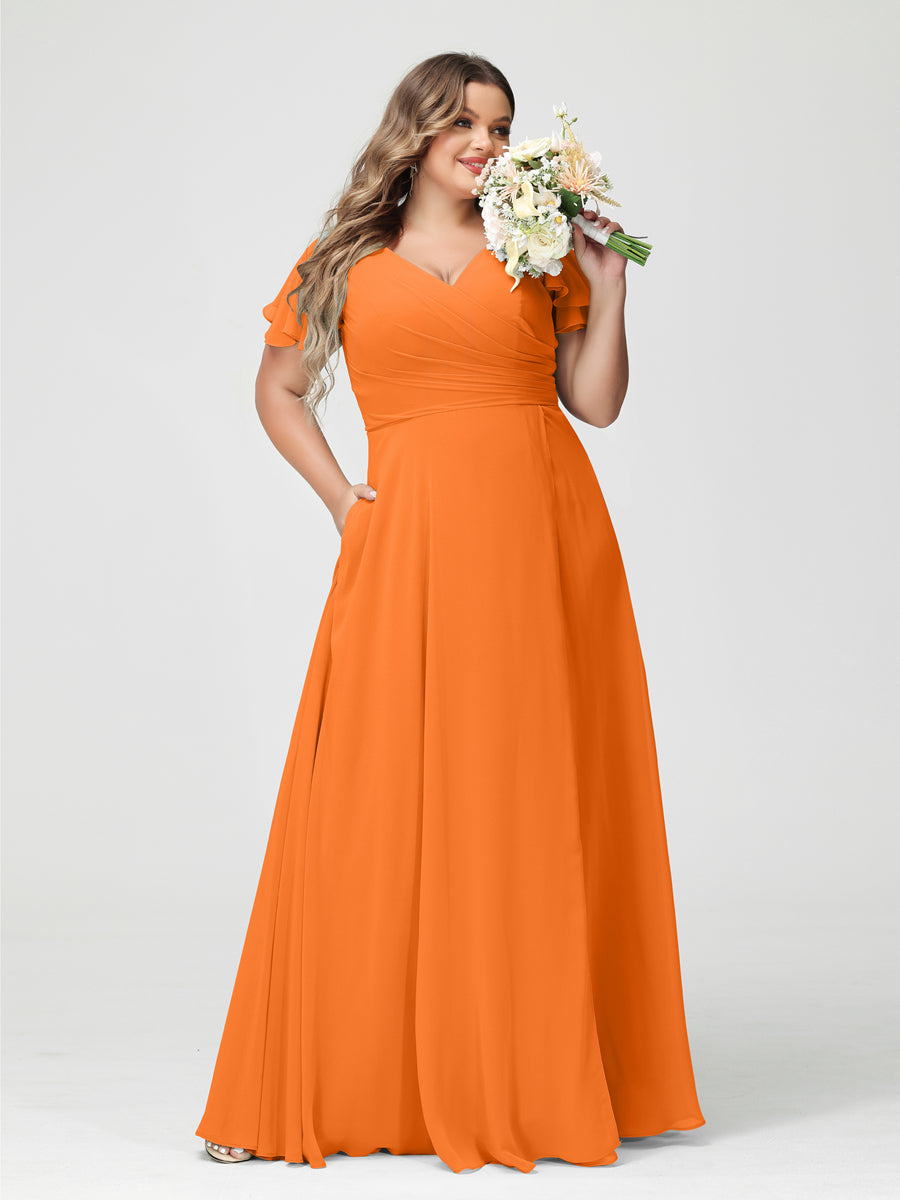 A-Line/Princess V-Neck Short Sleeves