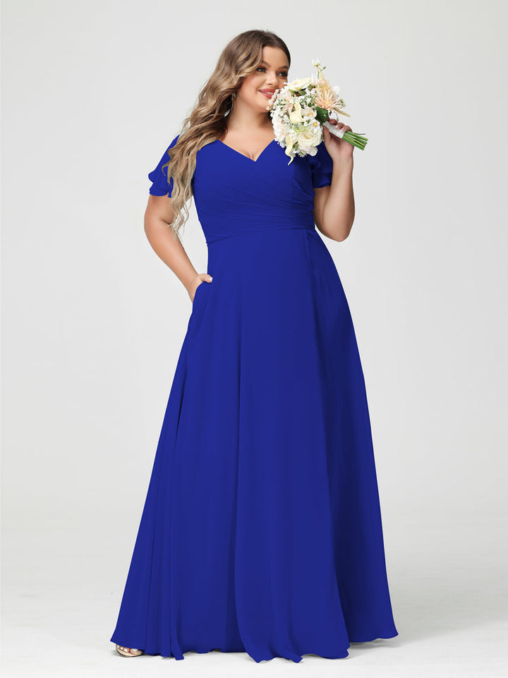 A-Line/Princess V-Neck Short Sleeves