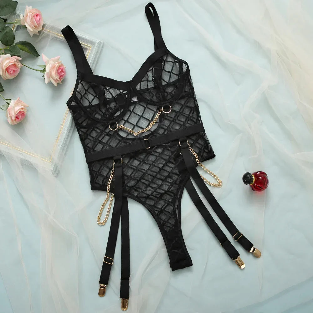 Macy - Chain Accent Bodysuit Lingerie