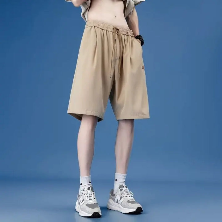 Workwear shorts, men's multiple pockets, medium shorts, summer thin loose cropped pants