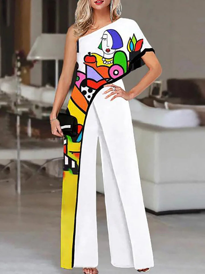Face Print  Sexy Off Shoulder Jumpsuits