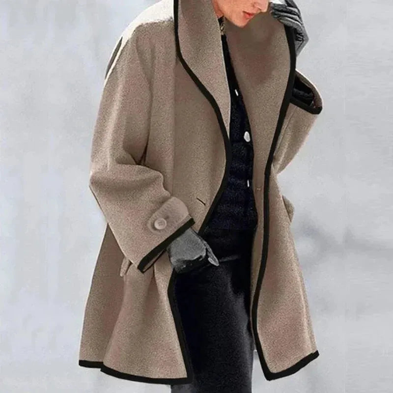 Cressida - Elegant Contrast-Trim Coat