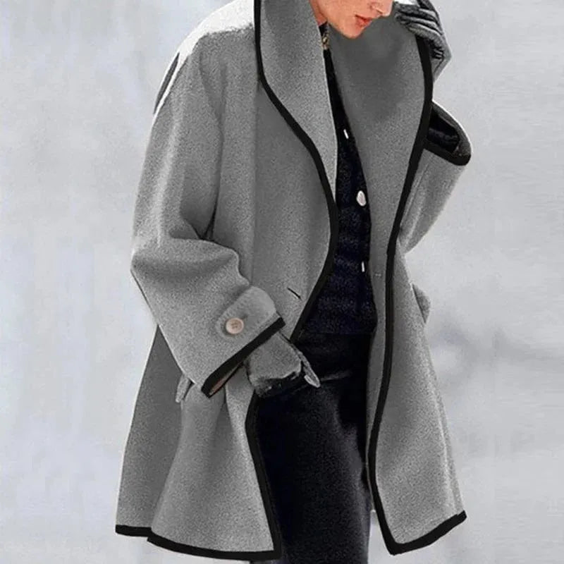 Cressida - Elegant Contrast-Trim Coat